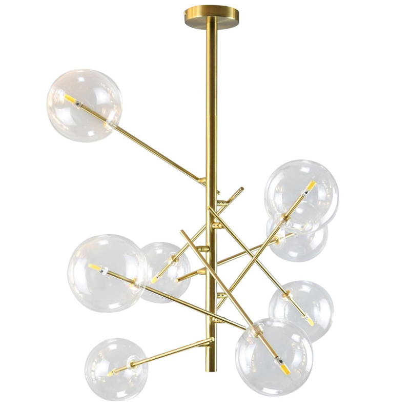 Люстра Gallotti & Radice Bolle Рanging Lamp 8 плафонов Золотой Прозрачный (Transparent) Люстра Gallotti & Radice Bolle Рanging Lamp 8 плафонов Золотой Прозрачный (Transparent) в Костроме | Loft Concept