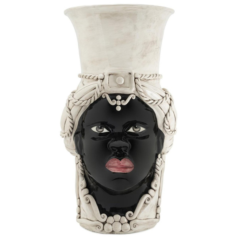 Ваза Vase Moro Lady Giant Бежевый Черный Ваза Vase Moro Lady Giant Бежевый Черный в Костроме | Loft Concept