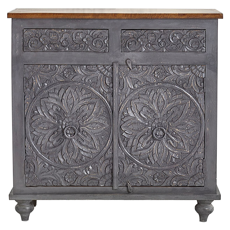 Комод Indian Antique White Furniture Chest of Drawers Kara серый Серый Коричневый Комод Indian Antique White Furniture Chest of Drawers Kara серый Серый Коричневый в Костроме | Loft Concept
