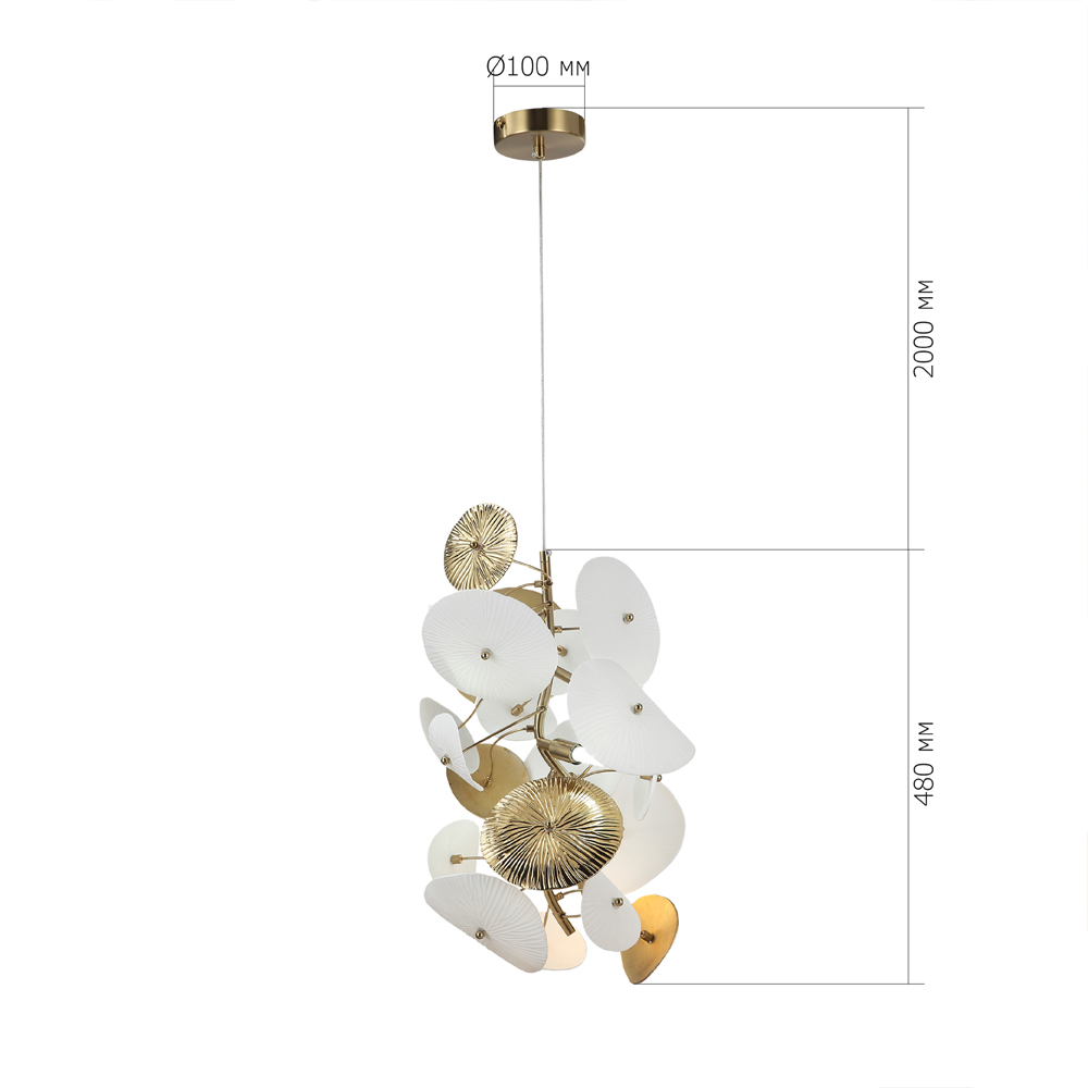 Подвесной светильник с белыми и золотистыми цветами Dahlia Flowers Lamp в Костроме