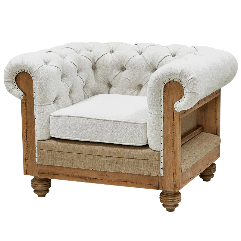 Кресло Deconstructed Chesterfield Armchair White Boucle Белый Древесина Кресло Deconstructed Chesterfield Armchair White Boucle Белый Древесина в Костроме | Loft Concept