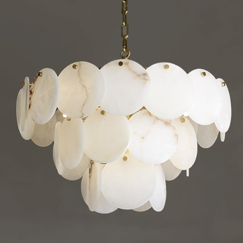 Люстра Letizia Marble Three Tiered Chandelier Латунь Белый Мрамор Bianco в Костроме | Loft Concept 
