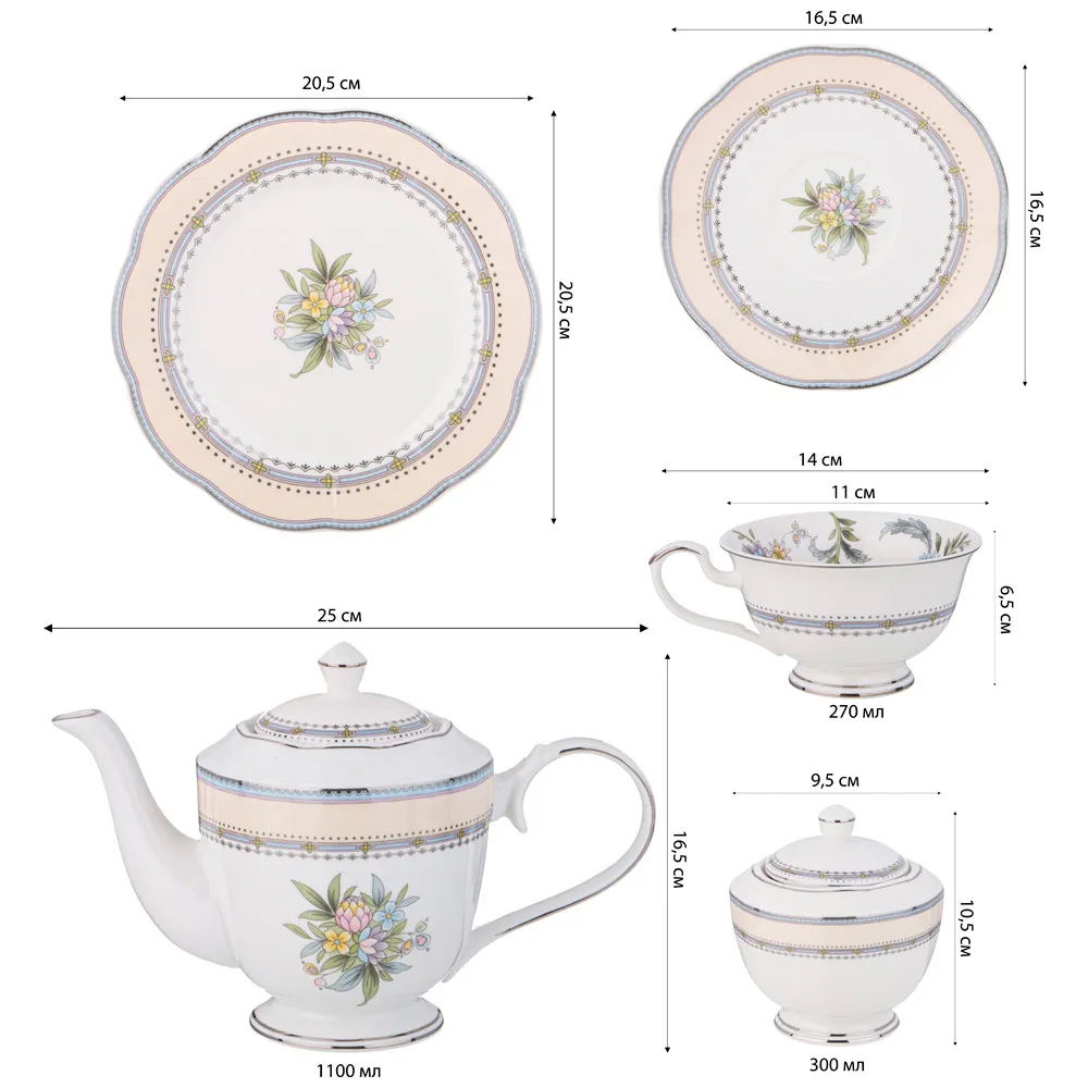 Чайный сервиз из фарфора на 6 персон 20 предметов Tea Flower Set Чайный сервиз из фарфора на 6 персон 20 предметов Tea Flower Set в Костроме