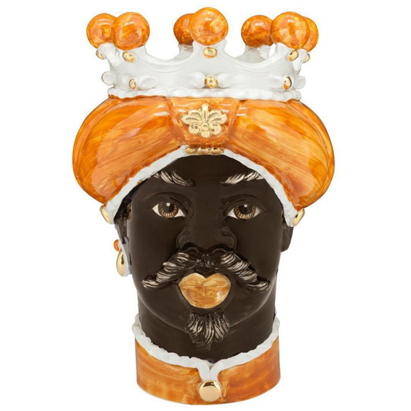 Ваза Vase Moro Man Medium New Ocher Оранжевый Коричневый Белый Золотой Ваза Vase Moro Man Medium New Ocher Оранжевый Коричневый Белый Золотой в Костроме | Loft Concept