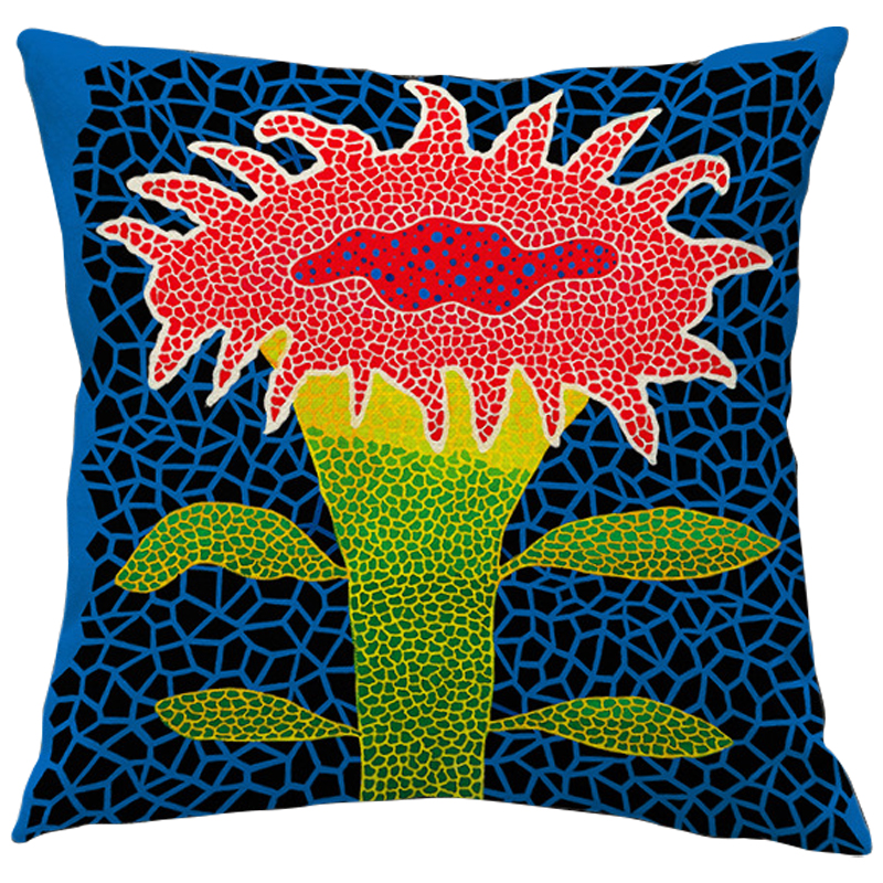 Декоративная подушка Yayoi Kusama Flower Pink Мульти Синий Зеленый Желтый Декоративная подушка Yayoi Kusama Flower Pink Мульти Синий Зеленый Желтый в Костроме | Loft Concept