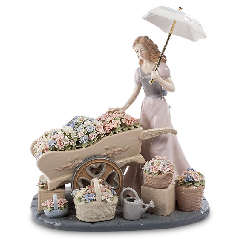 Статуэтка фарфоровая Девушка с цветами Charming Statuette Белый Розовый Серо-голубой Зеленый Бежевый Серый Статуэтка фарфоровая Девушка с цветами Charming Statuette Белый Розовый Серо-голубой Зеленый Бежевый Серый в Костроме | Loft Concept