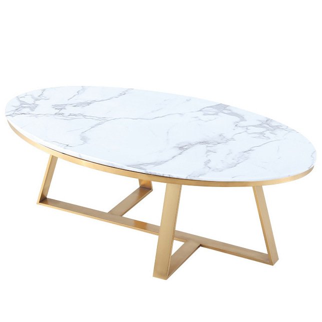 Кофейный стол Marble Oval Table Латунь Белый Кофейный стол Marble Oval Table Латунь Белый в Костроме | Loft Concept