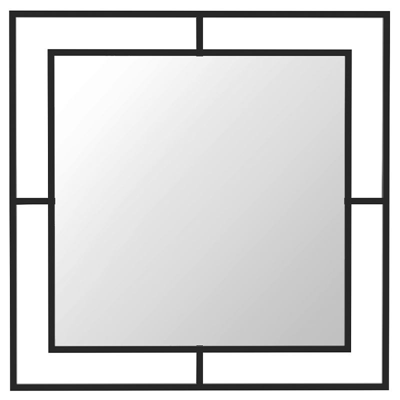 Настенное зеркало квадратной формы в черной металлической раме CORNER MIRROR BLACK Черный Настенное зеркало квадратной формы в черной металлической раме CORNER MIRROR BLACK Черный в Костроме | Loft Concept