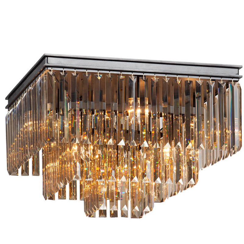 Потолочный светильник ODEON Amber GLASS 3-TIER Янтарное стекло 52 см Черный Потолочный светильник ODEON Amber GLASS 3-TIER Янтарное стекло 52 см Черный в Костроме | Loft Concept