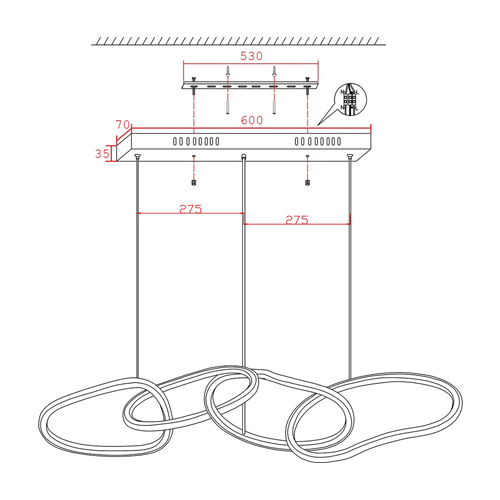 Люстра подвесная с 4-мя асимметричными кольцами золотого цвета Ring Horizontal Люстра подвесная с 4-мя асимметричными кольцами золотого цвета Ring Horizontal в Костроме