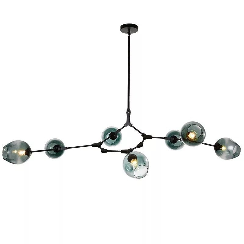 Люстра Сrumpled Glass Bubble Chandelier blue Glass Черный Голубой пастельный Люстра Сrumpled Glass Bubble Chandelier blue Glass Черный Голубой пастельный в Костроме | Loft Concept