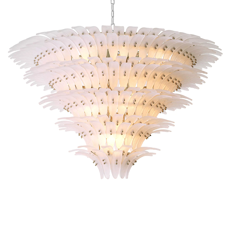 Люстра Philipp Plein Chandelier Bel Air XL Белая Хром Белое матовое стекло Люстра Philipp Plein Chandelier Bel Air XL Белая Хром Белое матовое стекло в Костроме | Loft Concept