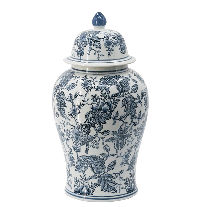 Ваза с крышкой Oriental Ornament Vases Белый Синий Ваза с крышкой Oriental Ornament Vases Белый Синий в Костроме | Loft Concept