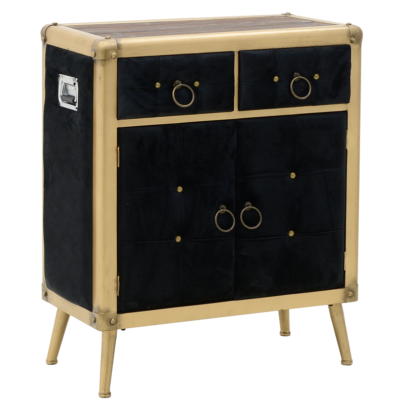Комод с текстильной обивкой Jokum Chest of Drawers Черный Черный Золотой Комод с текстильной обивкой Jokum Chest of Drawers Черный Черный Золотой в Костроме | Loft Concept