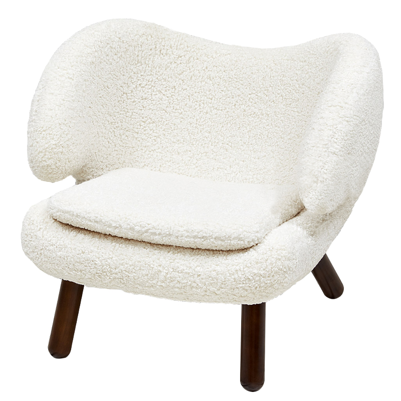 Кресло из белой ткани букле с ножками из массива ясеня Boucle Caldwell White Armchair Белый Коричневый Кресло из белой ткани букле с ножками из массива ясеня Boucle Caldwell White Armchair Белый Коричневый в Костроме | Loft Concept