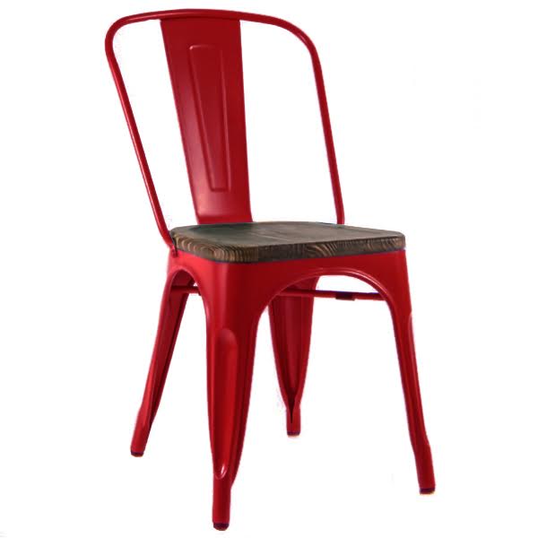 Кухонный стул Tolix Chair Wood Red Красный Красный Коричневый Кухонный стул Tolix Chair Wood Red Красный Красный Коричневый в Костроме | Loft Concept