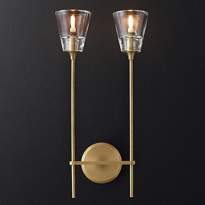 Бра RH Torche De Verre Double wall lamp Латунь Бра RH Torche De Verre Double wall lamp Латунь в Костроме | Loft Concept