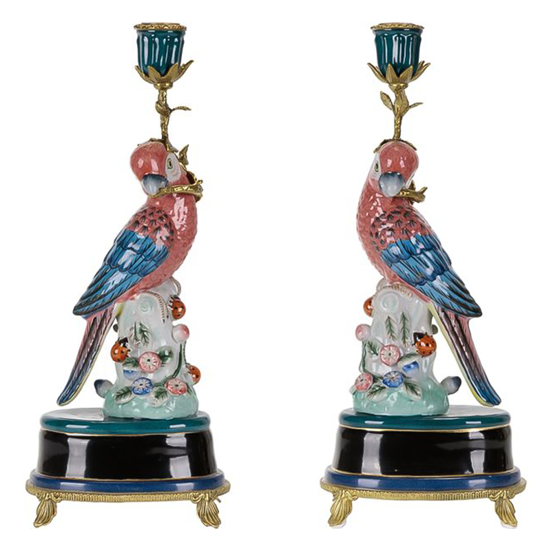 Подсвечник Red Blue Parrot Candlestick L or R Бронза Красный Синий Подсвечник Red Blue Parrot Candlestick L or R Бронза Красный Синий в Костроме | Loft Concept