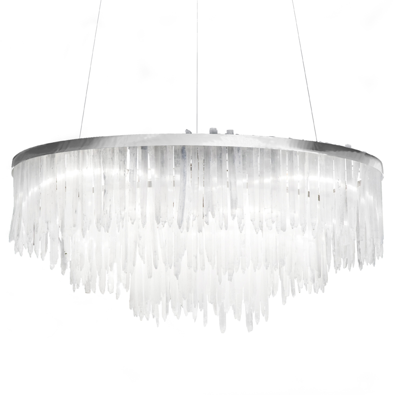 Люстра LAMP SELENITE Прозрачный белый Хром Люстра LAMP SELENITE Прозрачный белый Хром в Костроме | Loft Concept
