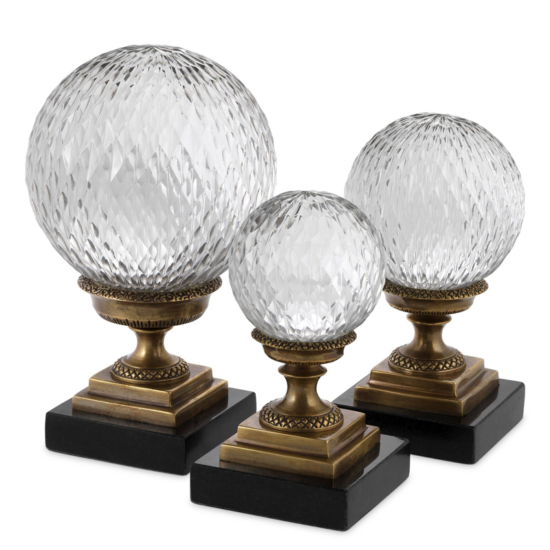 Аксессуары Eichholtz Object Divani set of 3 Черный Прозрачный Винтажная латунь Аксессуары Eichholtz Object Divani set of 3 Черный Прозрачный Винтажная латунь в Костроме | Loft Concept
