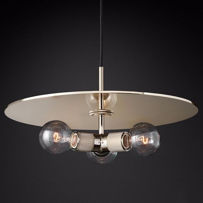 Люстра RH Utilitaire Disk Triple Pendant Silver Никель Прозрачное Стекло Люстра RH Utilitaire Disk Triple Pendant Silver Никель Прозрачное Стекло в Костроме | Loft Concept