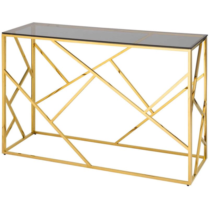 Консоль Geometry Serene Phoenix Gold Золотой Стекло Смок Консоль Geometry Serene Phoenix Gold Золотой Стекло Смок в Костроме | Loft Concept