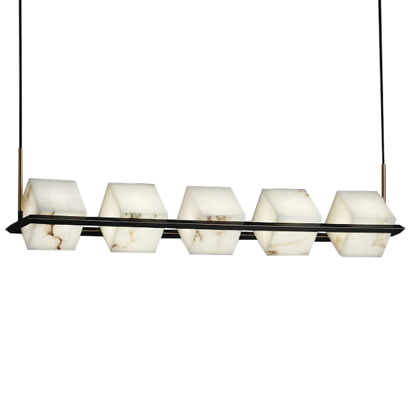 Люстра Marble Cubes Modern Light Chandelier 5 плафонов Черный Белый Мрамор Bianco Латунь Люстра Marble Cubes Modern Light Chandelier 5 плафонов Черный Белый Мрамор Bianco Латунь в Костроме | Loft Concept
