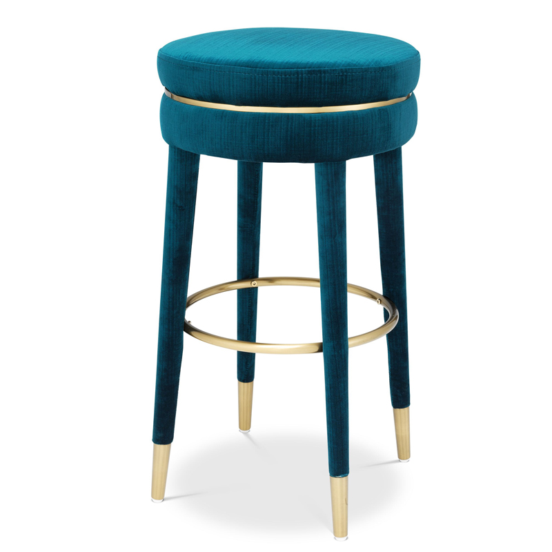 Барный стул Eichholtz Bar Stool Parisian blue Бирюзовый Латунь Барный стул Eichholtz Bar Stool Parisian blue Бирюзовый Латунь в Костроме | Loft Concept