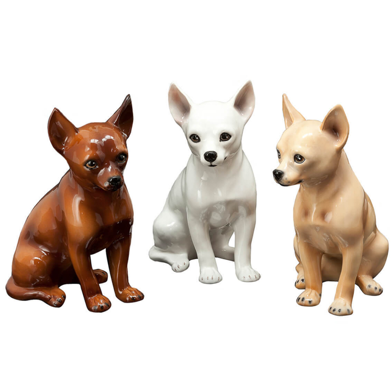 Набор статуэток Abhika CHIHUAHUA SET Коричневый Белый Бежевый Набор статуэток Abhika CHIHUAHUA SET Коричневый Белый Бежевый в Костроме | Loft Concept