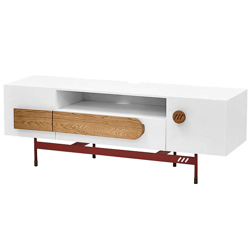 ТВ-тумба White and Wood Minimalism Белый Древесина Бургундский красный ТВ-тумба White and Wood Minimalism Белый Древесина Бургундский красный в Костроме | Loft Concept