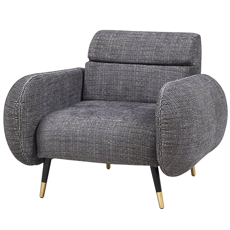 Кресло Hebert Armchair Grey Серый Черный Латунь Кресло Hebert Armchair Grey Серый Черный Латунь в Костроме | Loft Concept