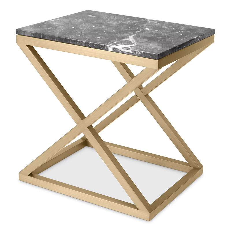 Приставной стол Eichholtz Side Table Criss Cross Латунь Серый Приставной стол Eichholtz Side Table Criss Cross Латунь Серый в Костроме | Loft Concept