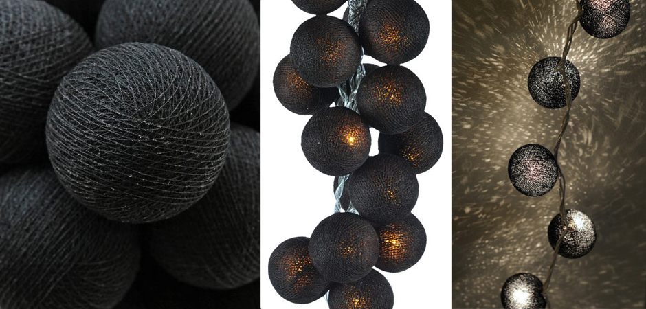 Гирлянда хлопковые фонарики Сotton Ball Ice Black - Loft-Concept в Костроме