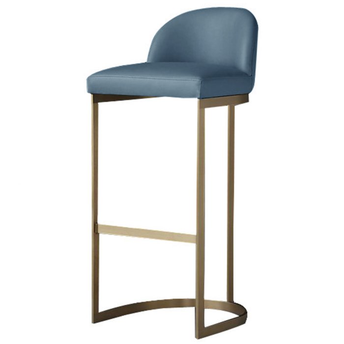 Барный стул Barrel Back Counter Stool Голубой Золотой Барный стул Barrel Back Counter Stool Голубой Золотой в Костроме | Loft Concept