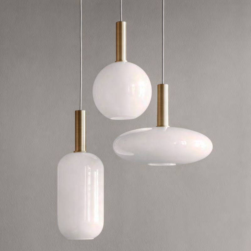 Подвесной светильник Ferm Living Opal Lamp Белый Золотой Подвесной светильник Ferm Living Opal Lamp Белый Золотой в Костроме | Loft Concept