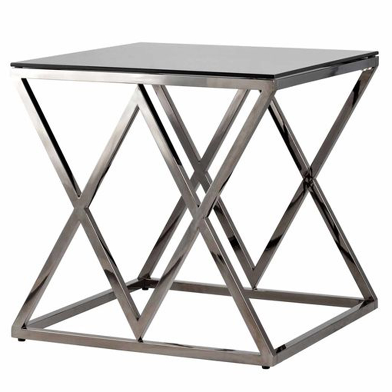 Стол приставной Geometry Rhombus Dark Chrome Темный хром Стекло Смок Стол приставной Geometry Rhombus Dark Chrome Темный хром Стекло Смок в Костроме | Loft Concept