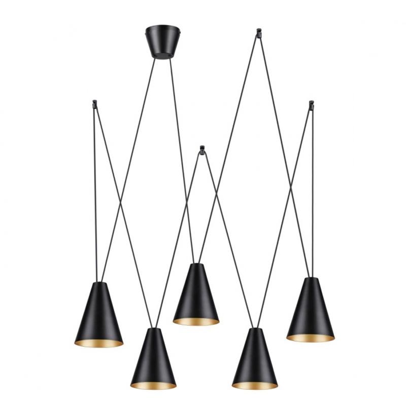 Люстра Brooklyn Lights c Матовыми Плафонами Черный Черный матовый Золотой Люстра Brooklyn Lights c Матовыми Плафонами Черный Черный матовый Золотой в Костроме | Loft Concept