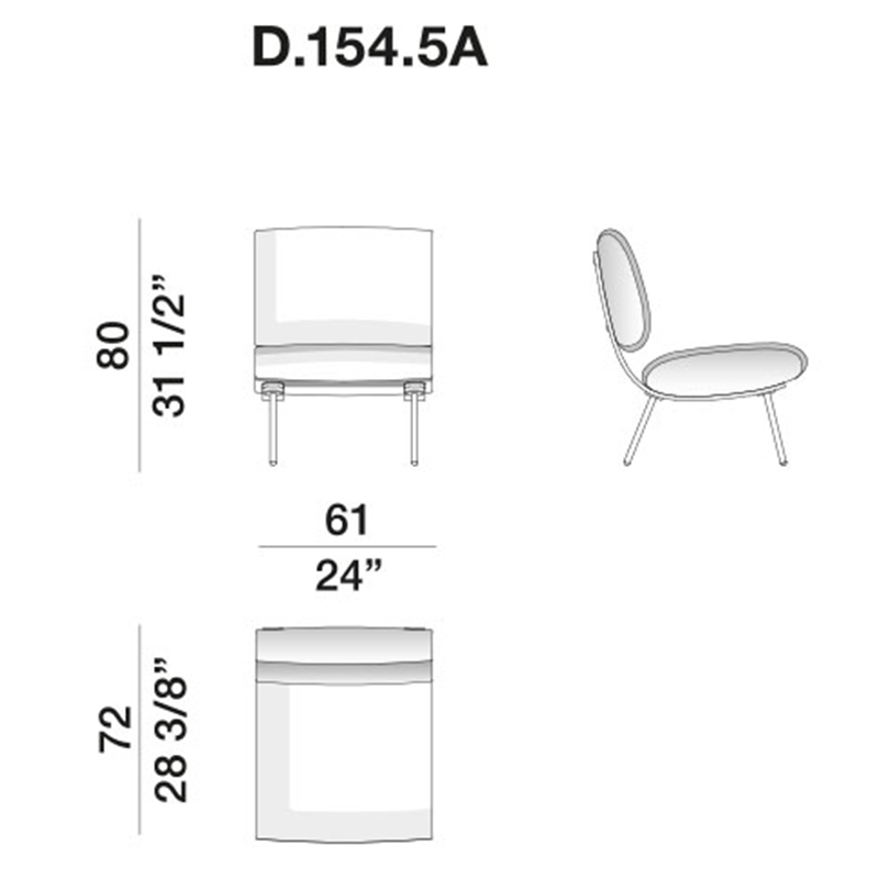 Дизайнерское кресло без подлокотников Gio Ponti ROUND D.154.5 Armchair в Костроме
