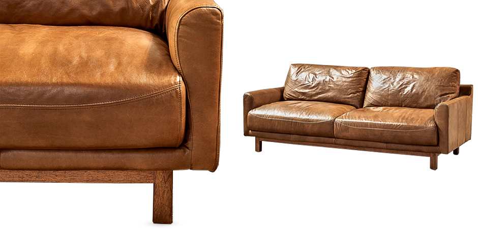 Диван Caramel Leather & Wood Triple Sofa Диван Caramel Leather & Wood Triple Sofa - Loft-Concept в Костроме