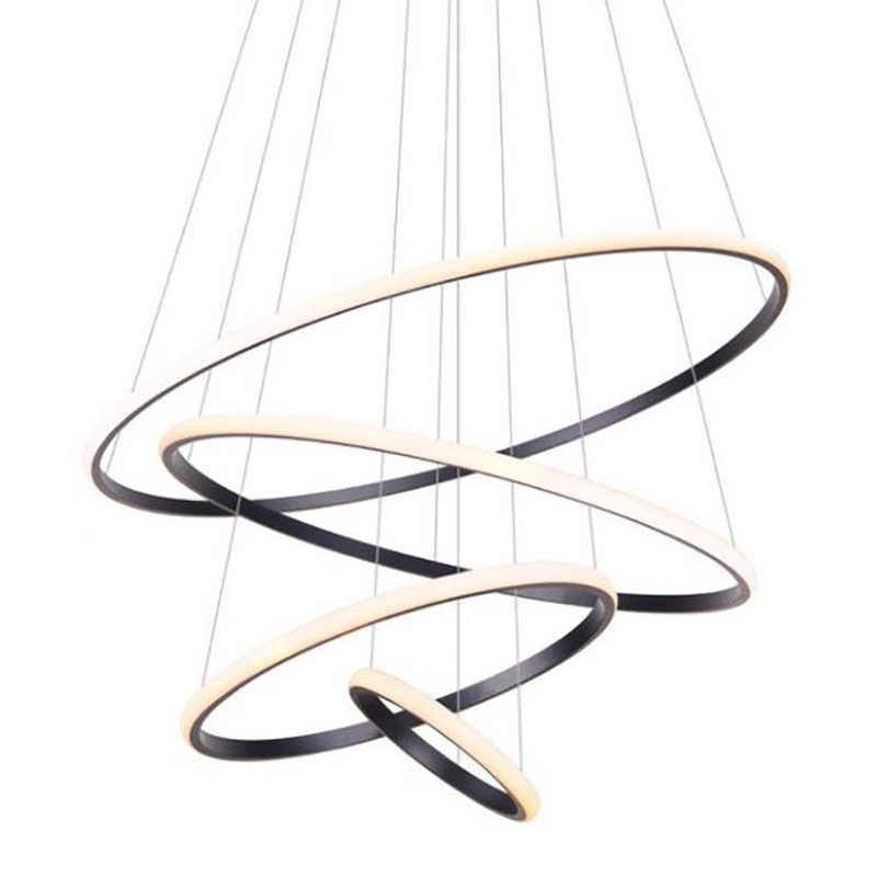 Люстра Ring Horizontal Trio black 80+60+40+20 Черный Белый в Костроме | Loft Concept 