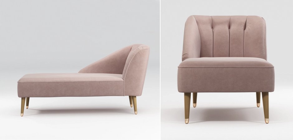 Кушетка Chaise Longue, Pink Cotton Velvet Кушетка Chaise Longue, Pink Cotton Velvet - Loft-Concept в Костроме