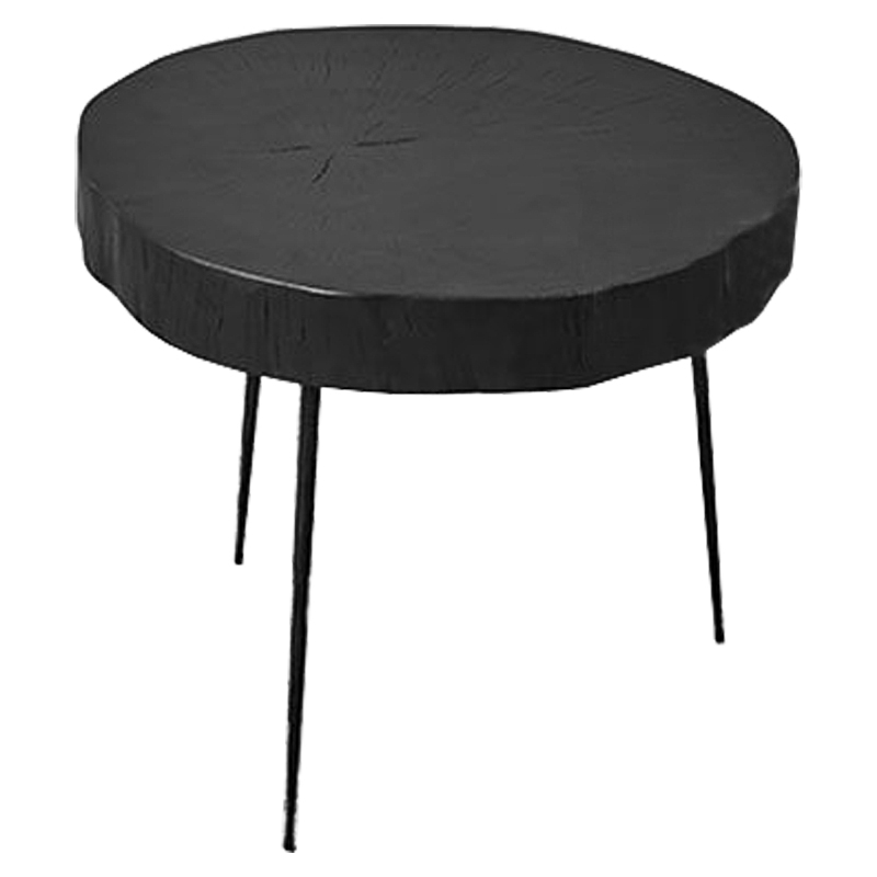 Приставной стол Saw Cut Black Wood Side Table Черный Приставной стол Saw Cut Black Wood Side Table Черный в Костроме | Loft Concept
