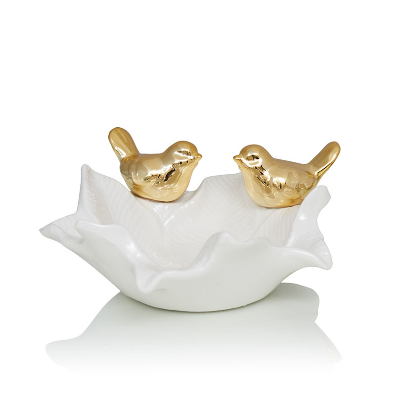 Блюдо Decorative Dish Birds Белый Глянцевое золото Блюдо Decorative Dish Birds Белый Глянцевое золото в Костроме | Loft Concept
