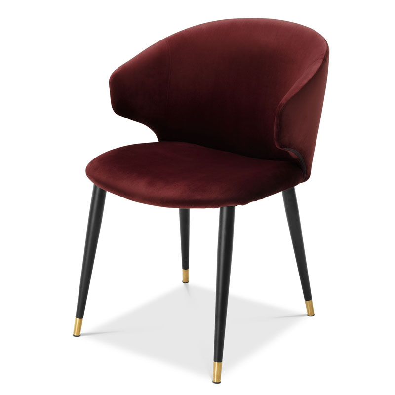 Стул Eichholtz DINING CHAIR VOLANTE burgundy Бургундский красный Черный Золотой Стул Eichholtz DINING CHAIR VOLANTE burgundy Бургундский красный Черный Золотой в Костроме | Loft Concept