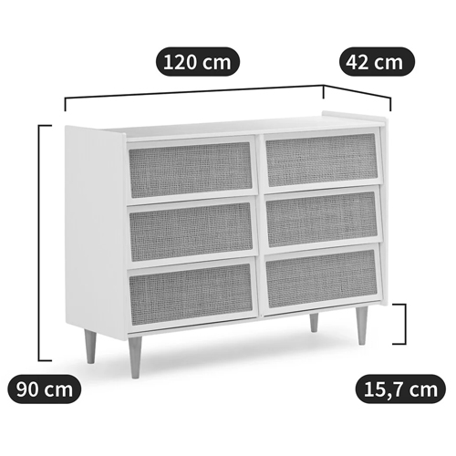 Комод с 6-ю ящиками из плетеного ротанга Remi Green Wicker Furniture Комод с 6-ю ящиками из плетеного ротанга Remi Green Wicker Furniture в Костроме