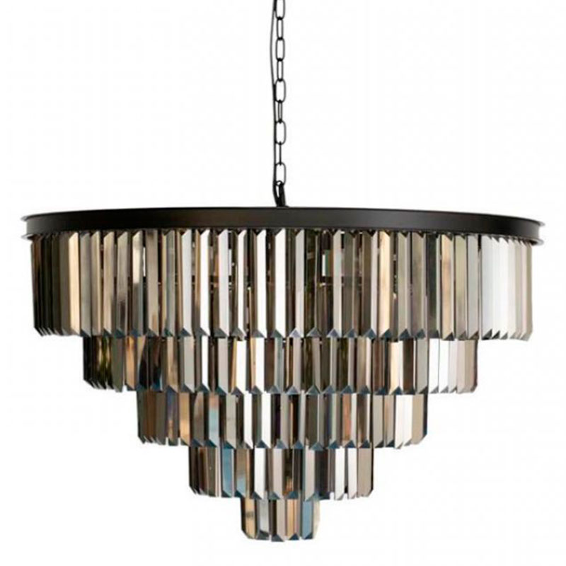 Круглая Люстра RH 1920s Odeon Black iron Five Layers Серое Стекло диаметр 80 см Черный Серый Круглая Люстра RH 1920s Odeon Black iron Five Layers Серое Стекло диаметр 80 см Черный Серый в Костроме | Loft Concept