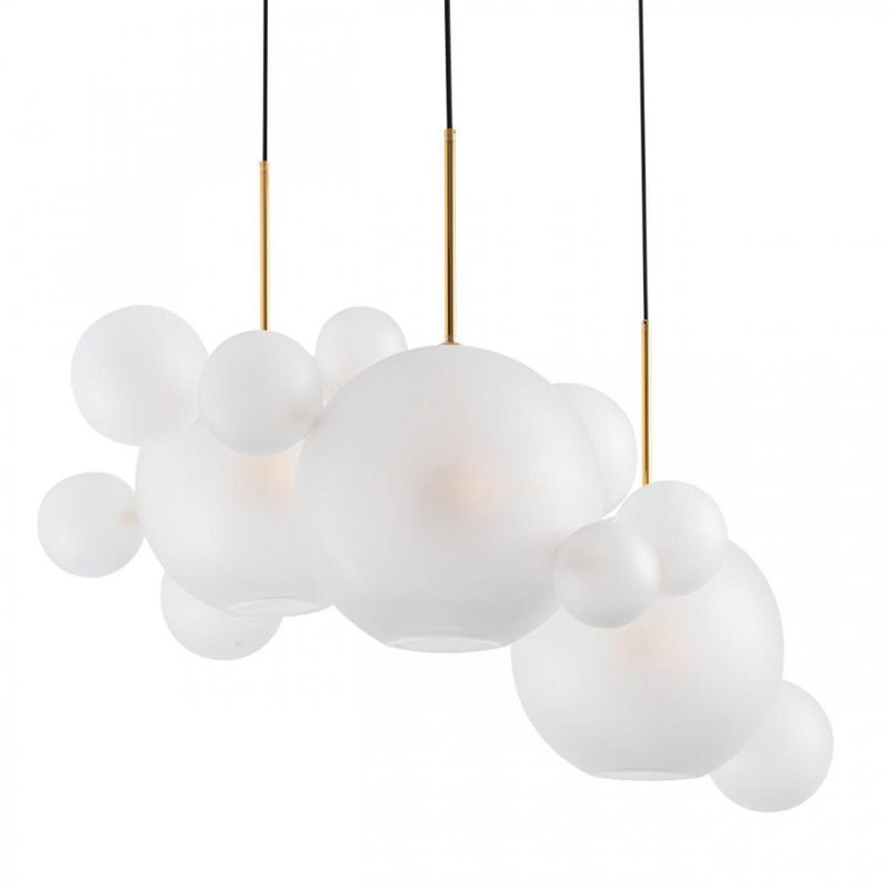 Светодиодный светильник Giopato & Coombes Bollr Bubble Chandelier Circle матовое белое стекло 3 плафона Белый Золотой Светодиодный светильник Giopato & Coombes Bollr Bubble Chandelier Circle матовое белое стекло 3 плафона Белый Золотой в Костроме | Loft Concept