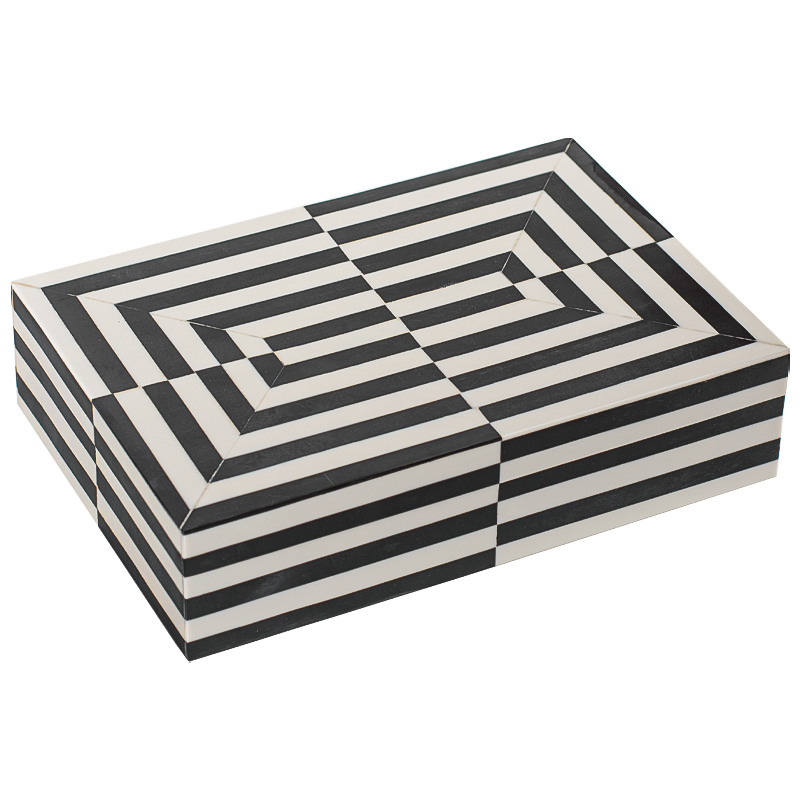 Шкатулка Black White Stripes Bone Inlay Черно-белый Шкатулка Black White Stripes Bone Inlay Черно-белый в Костроме | Loft Concept