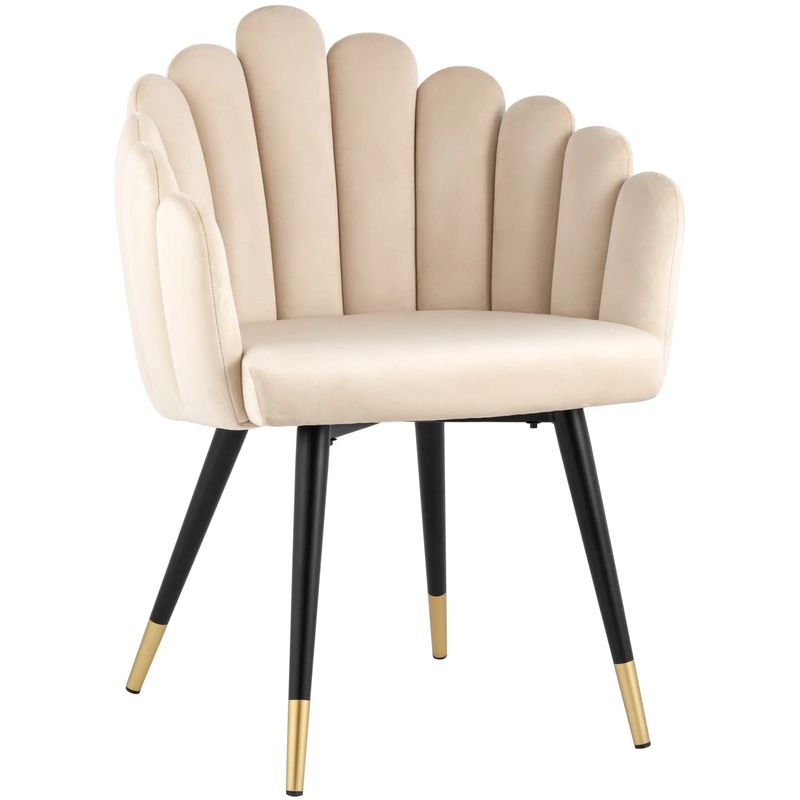 Стул Camellia Chair Бежевый Велюр Бежевый Черный Стул Camellia Chair Бежевый Велюр Бежевый Черный в Костроме | Loft Concept