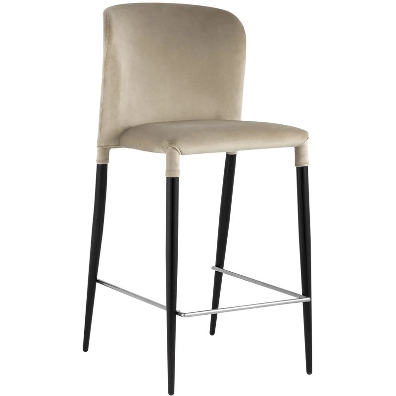 Барный Стул Lori Chair Бежевый Велюр Бежевый Черный Барный Стул Lori Chair Бежевый Велюр Бежевый Черный в Костроме | Loft Concept
